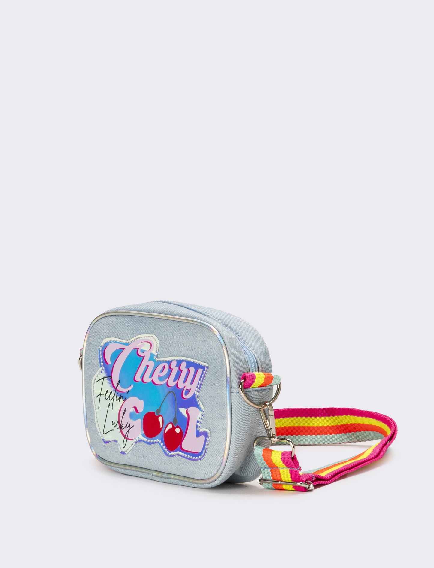 Borsa tracolla denim con tracolla rainbow bambina - Denim chiaro