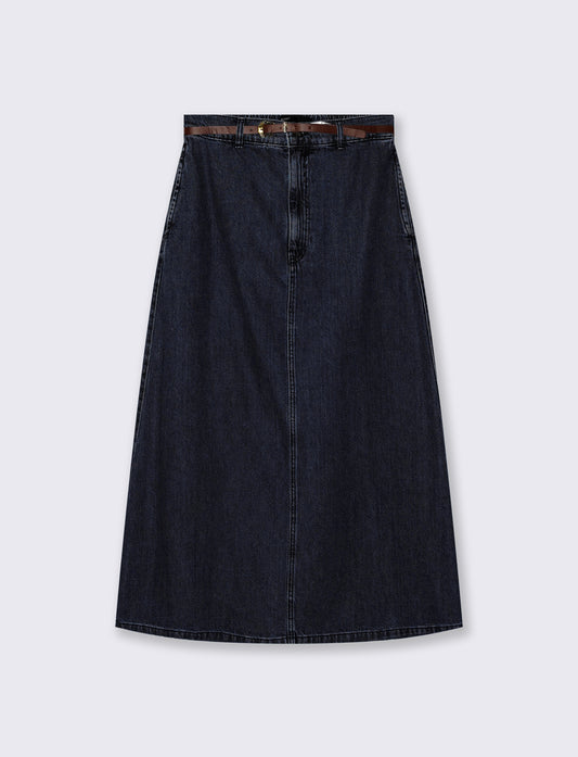 Gonna lunga in denim - DENIM SCURO