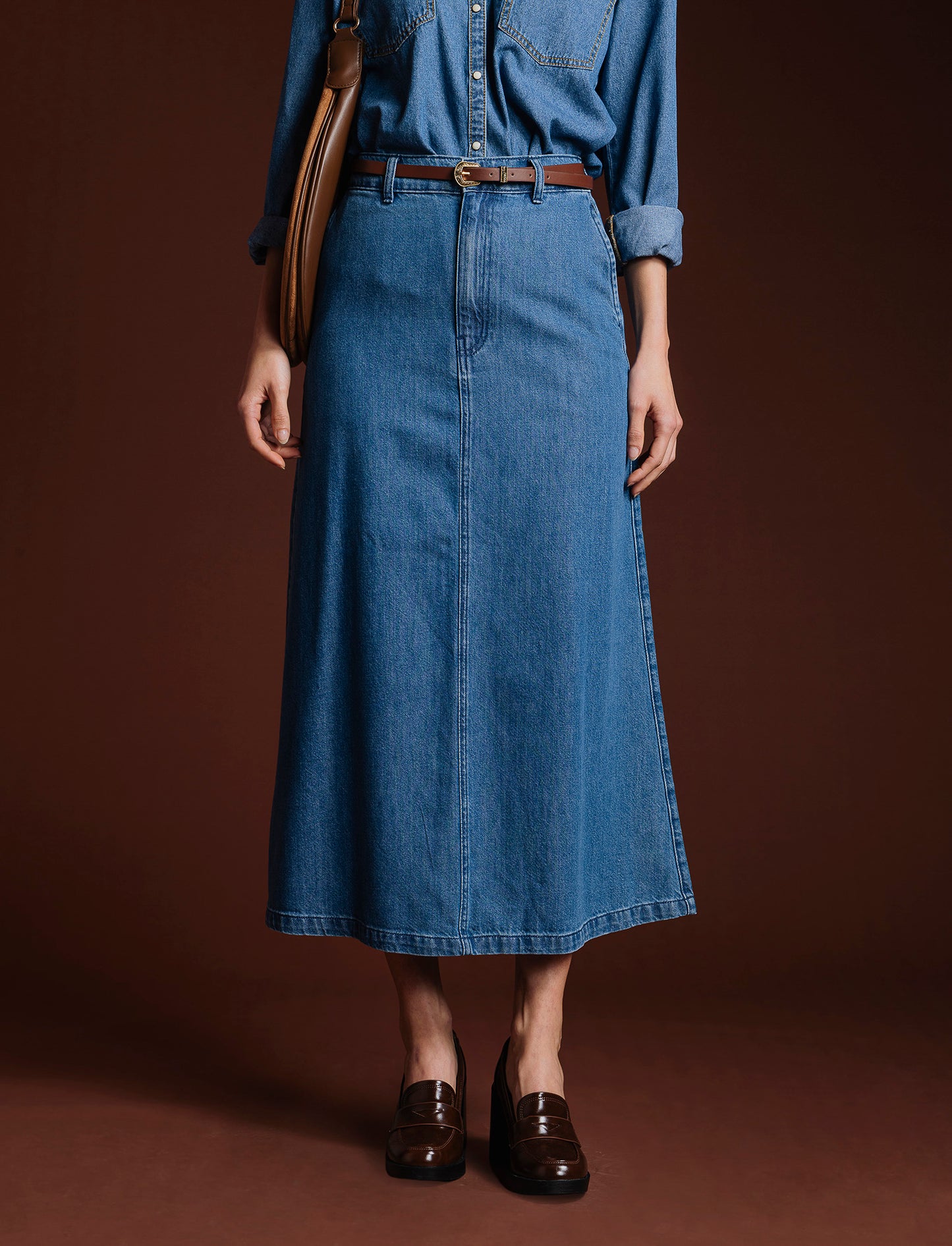 Gonna lunga in denim - Denim chiaro