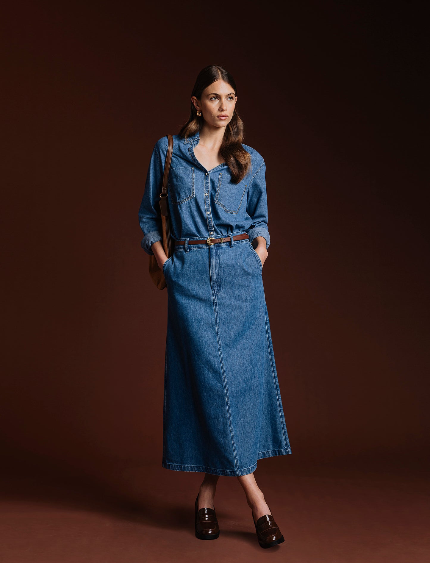 Gonna lunga in denim - Denim chiaro