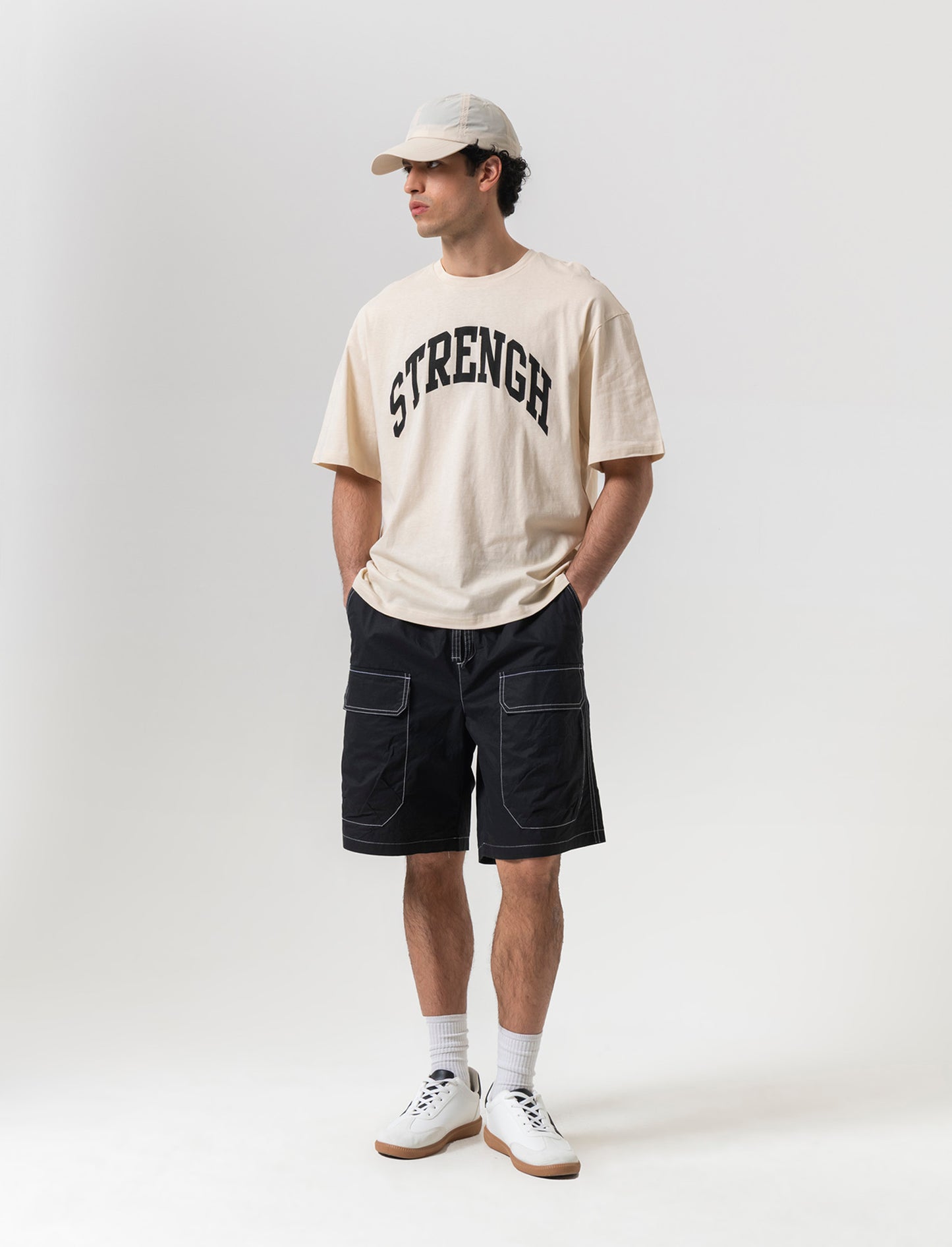 Bermuda jogger cargo relaxed fit da uomo - Nero