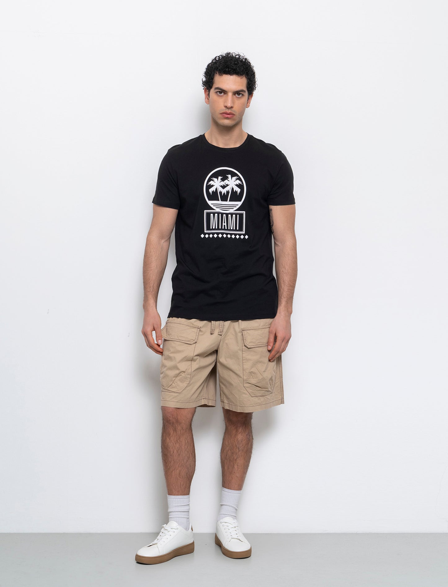 Bermuda jogger cargo relaxed fit da uomo - Beige