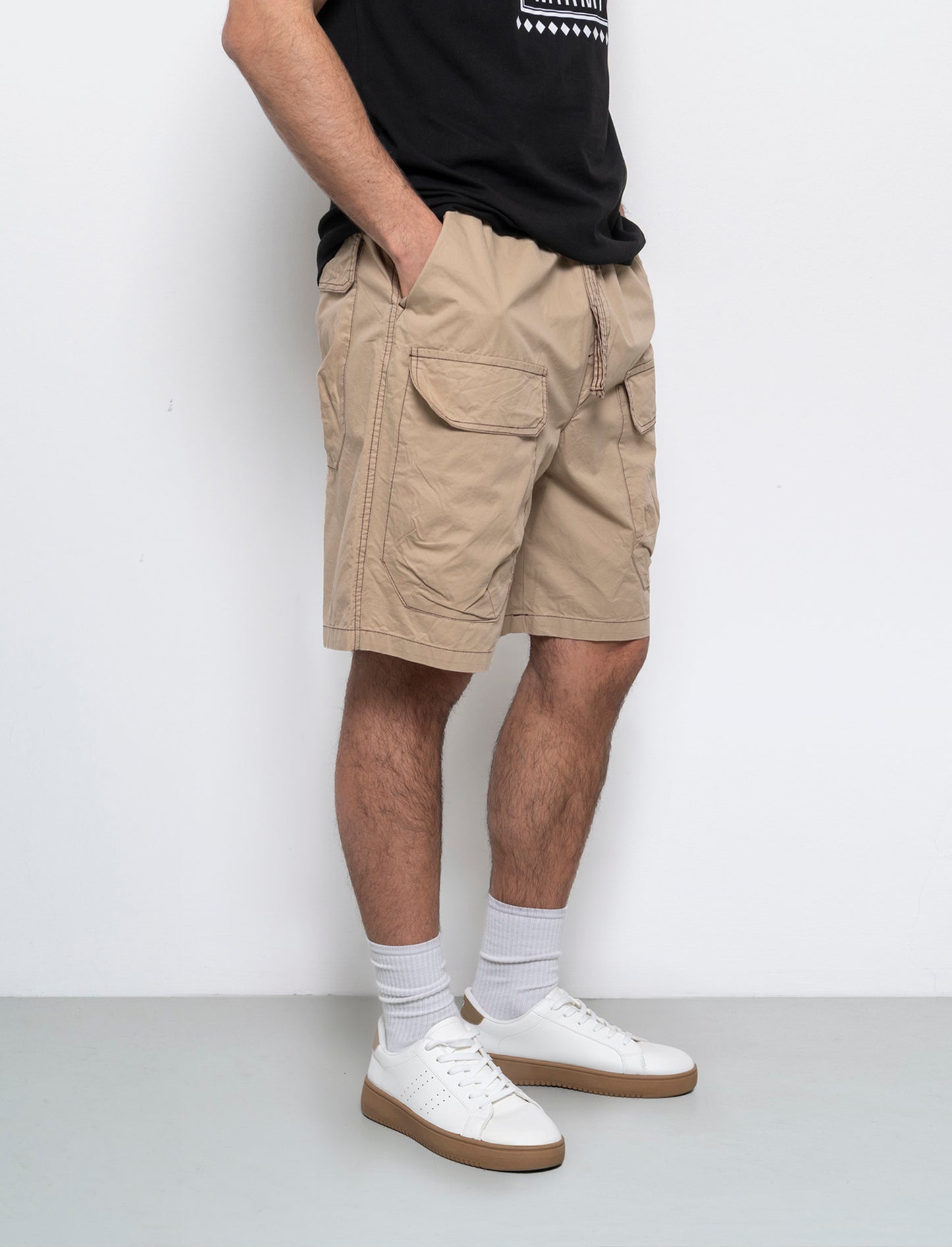 Bermuda jogger cargo relaxed fit da uomo - Beige