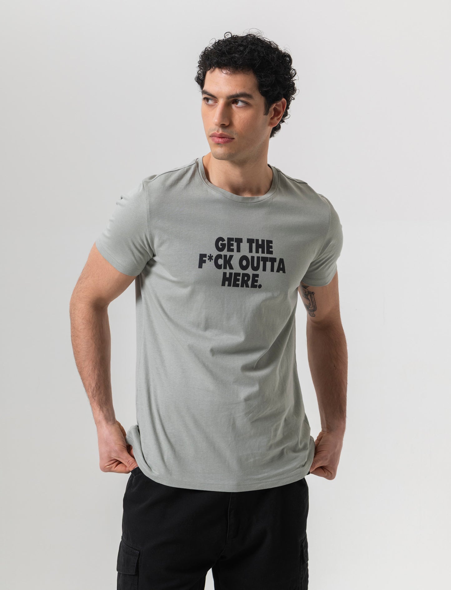 T-shirt in cotone con stampa regular fit da uomo - Verde