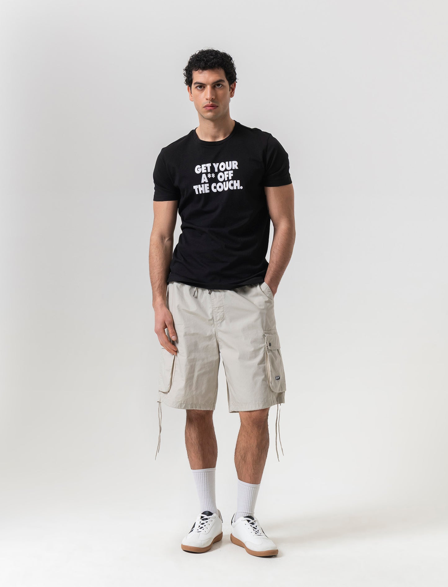 T-shirt in cotone con stampa regular fit da uomo - Nero