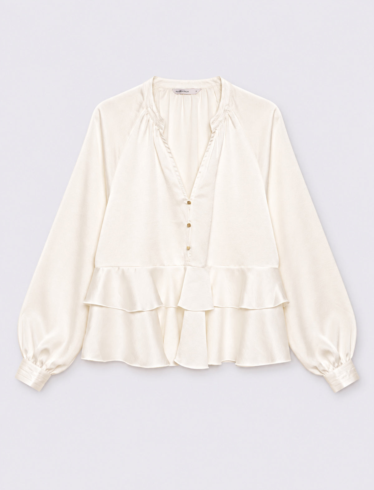 Casacca a manica lunga con scollo a V - Bianco latte