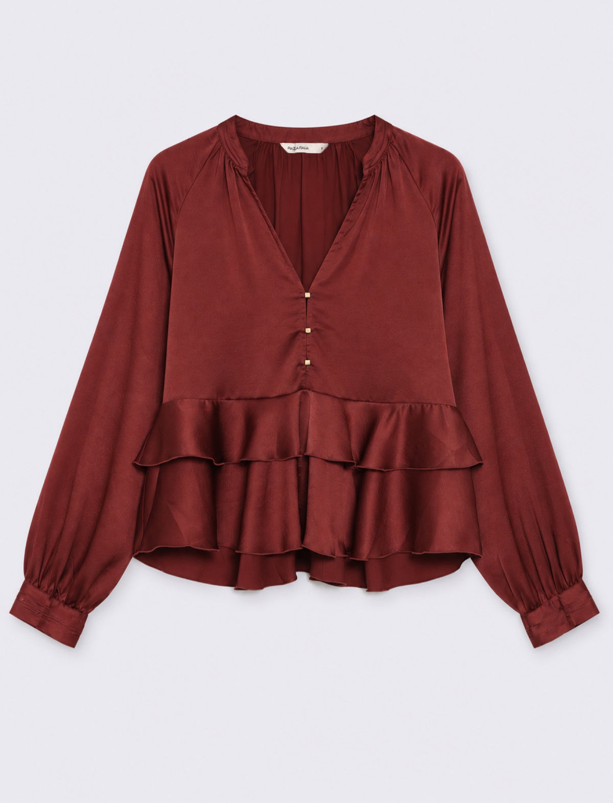 Casacca a manica lunga con scollo a V - Rosso rubino