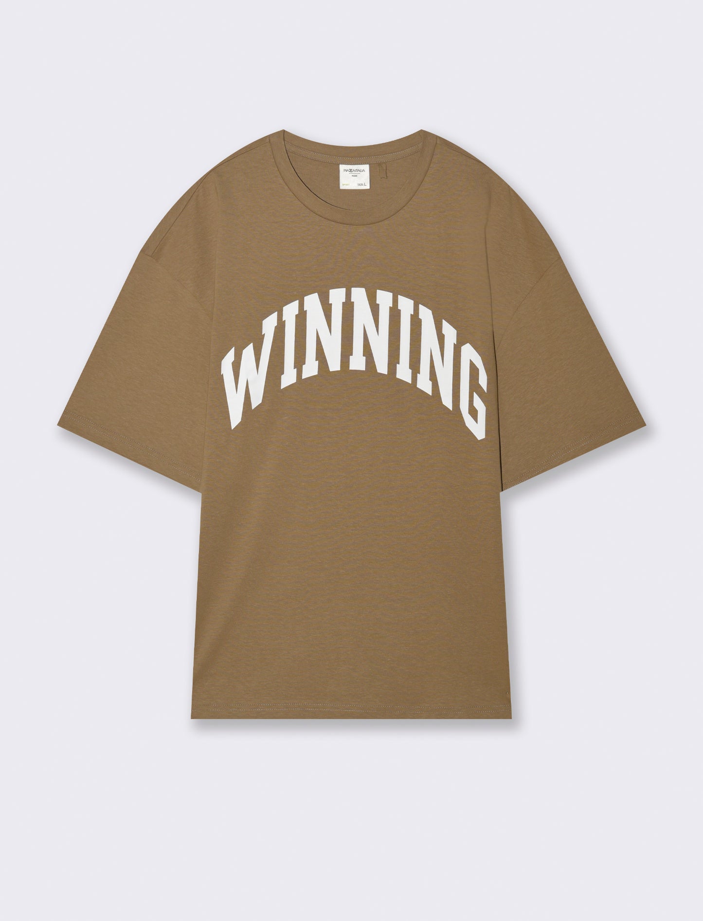 T-shirt boxy fit con stampa da uomo - Grigio tortora