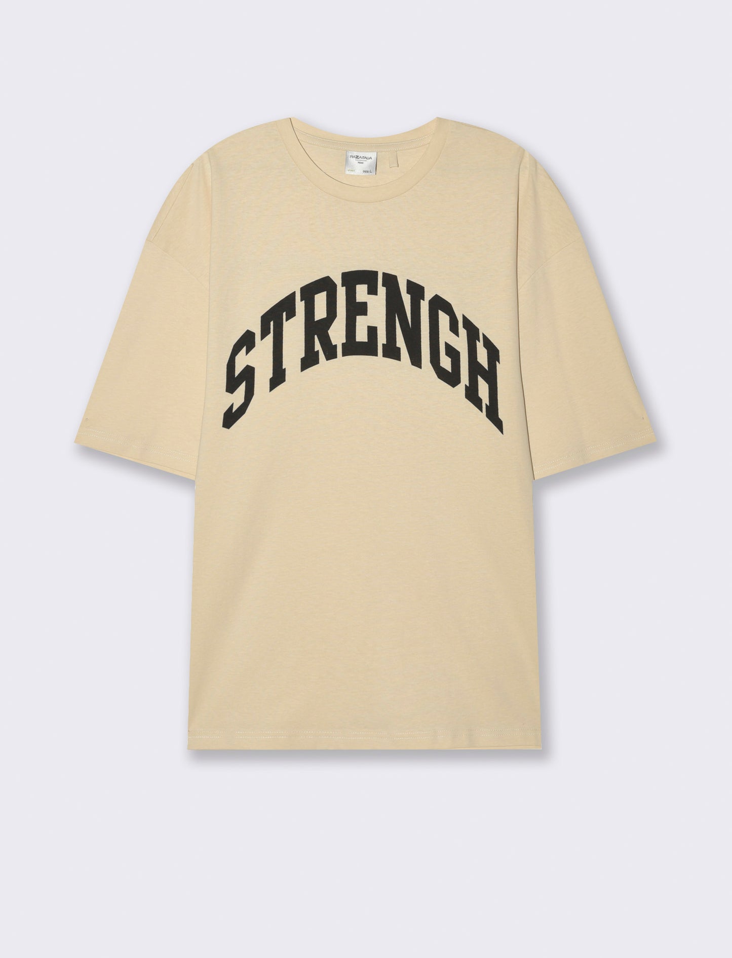 T-shirt boxy fit con stampa da uomo - Beige ecru