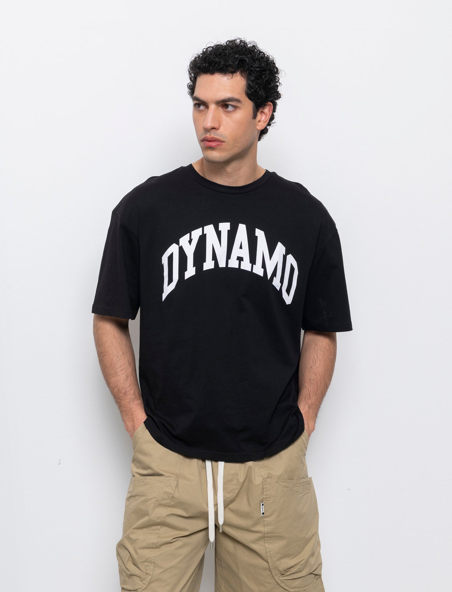 T-shirt boxy fit con stampa da uomo - Nero