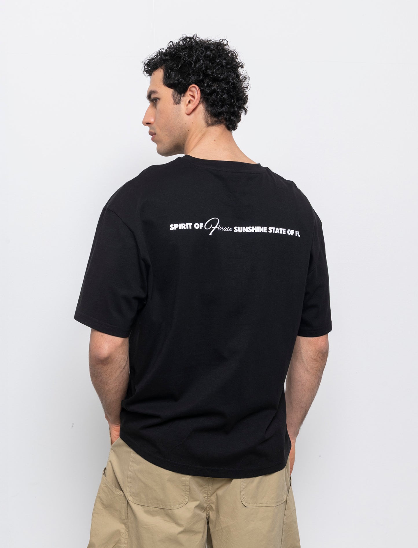 T-shirt boxy fit con stampa da uomo - Nero