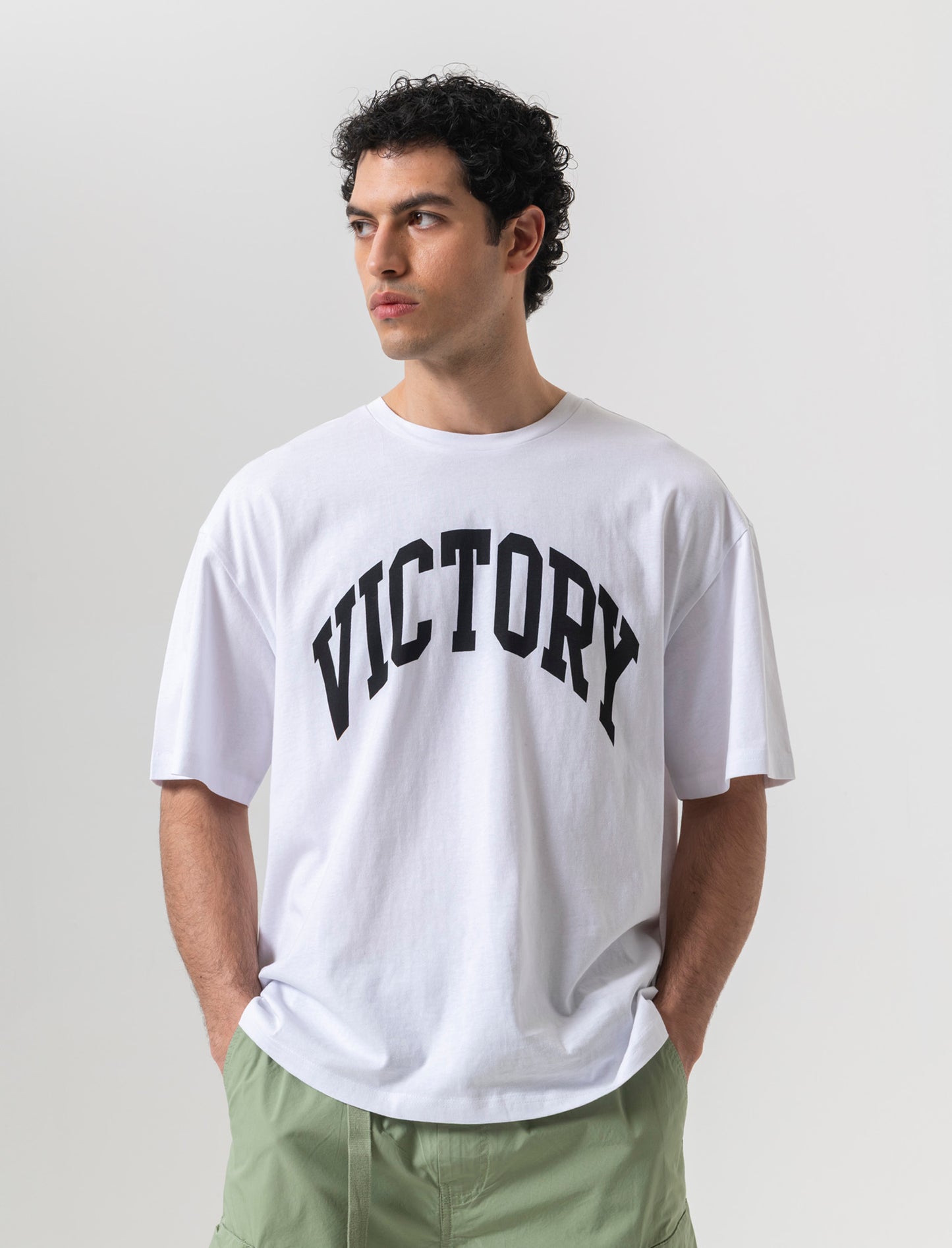 T-shirt boxy fit con stampa da uomo - Bianco
