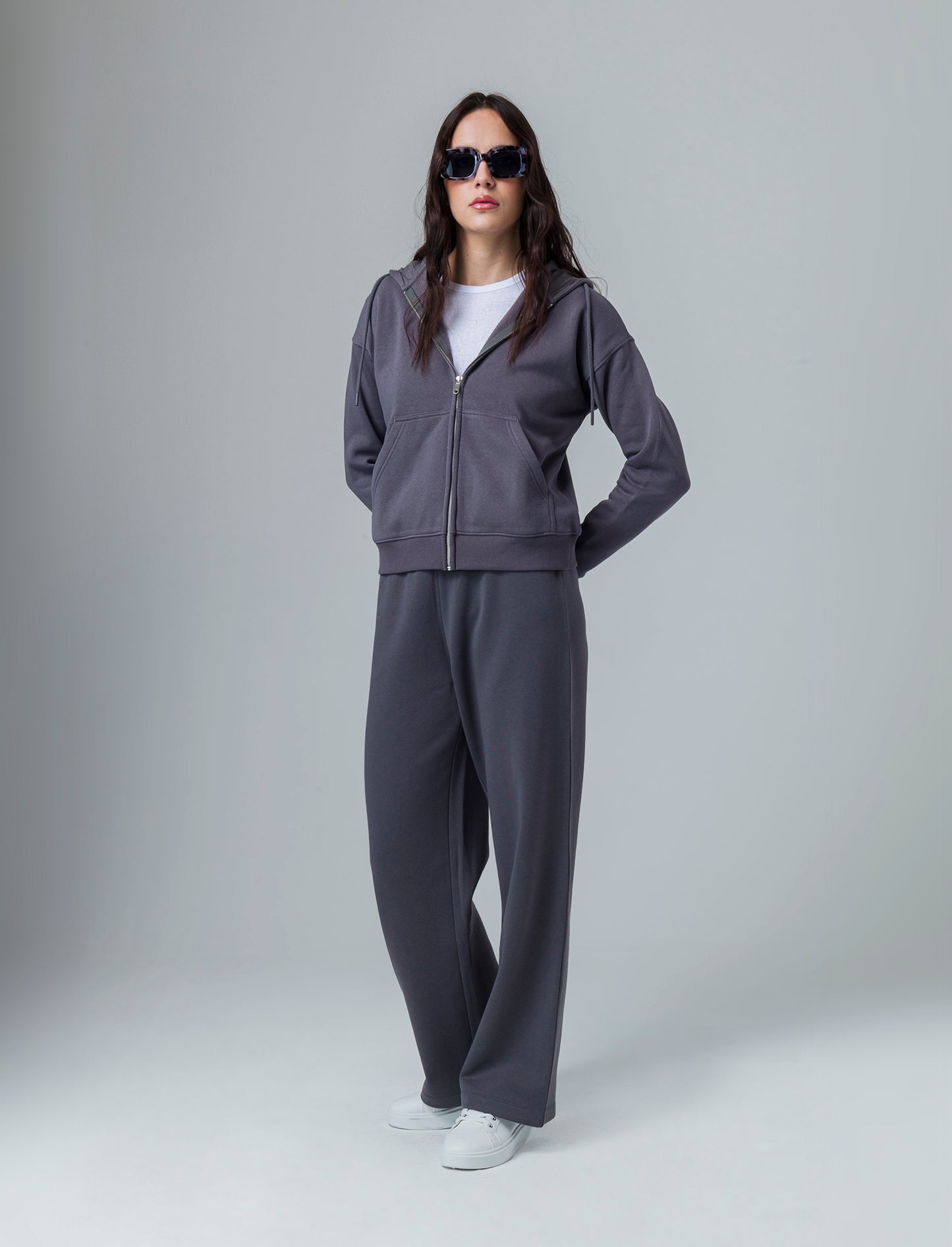 Jogger basico flare da donna - Grigio piombo