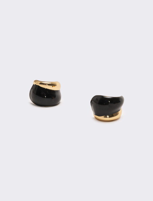 Orecchini donna con smalto e clips - Nero