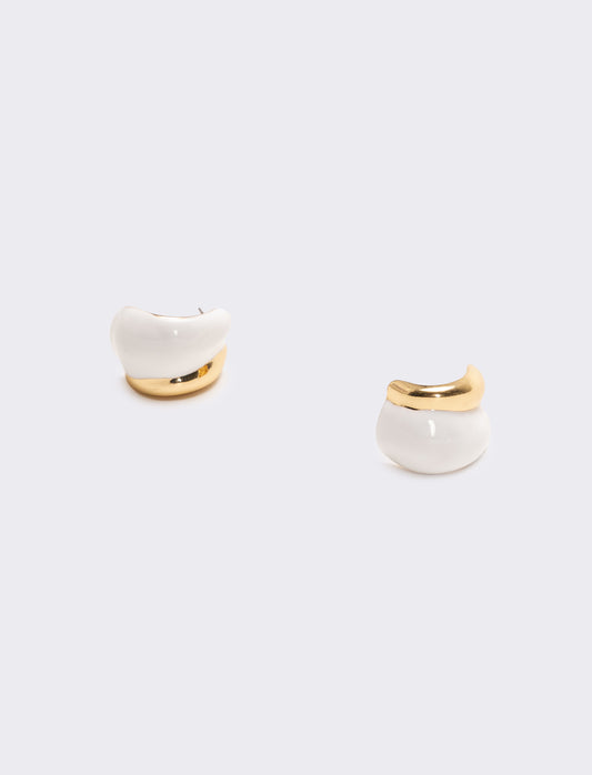 Orecchini donna con smalto e clips - Bianco