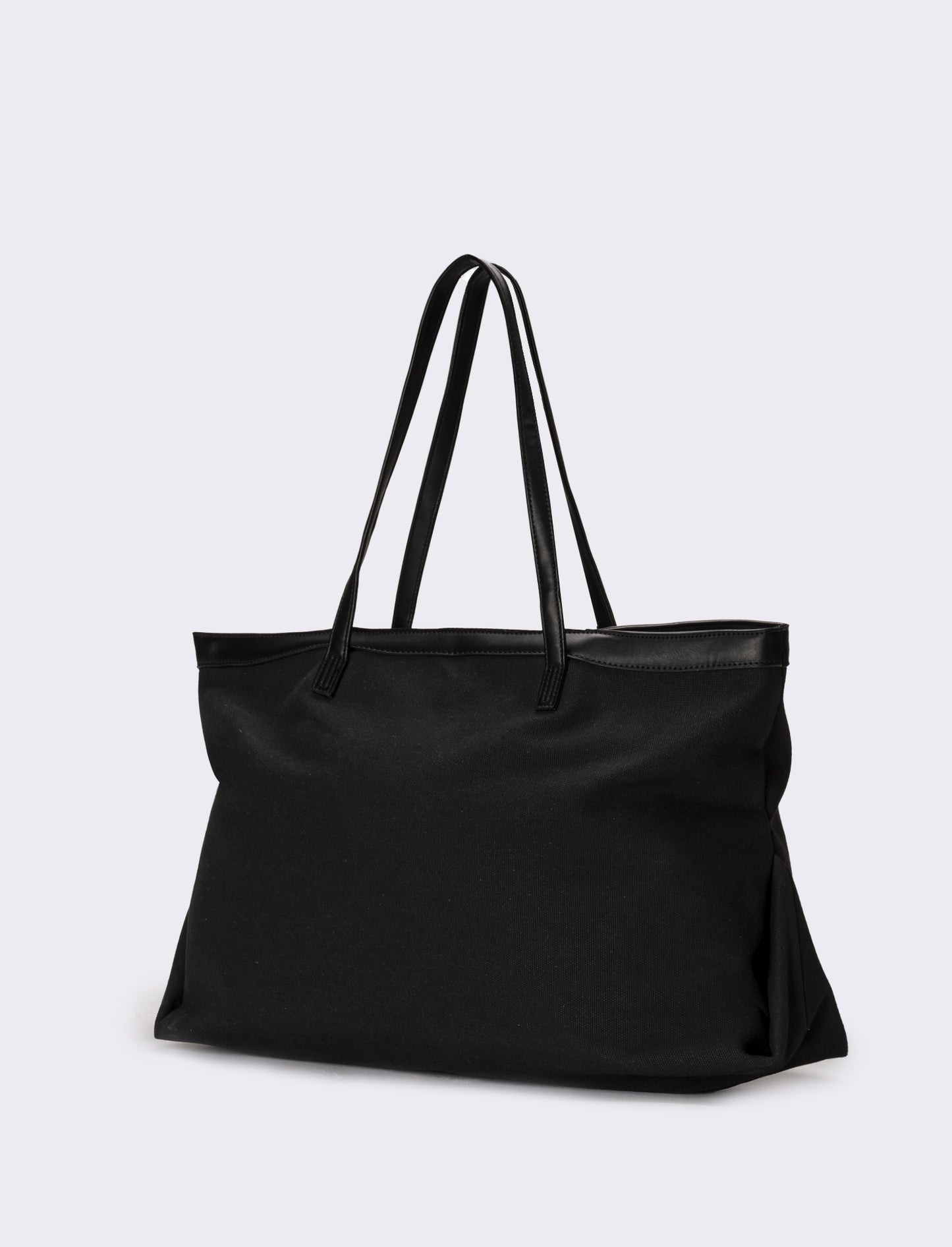 Borsone donna canvas con manici pvc - Nero