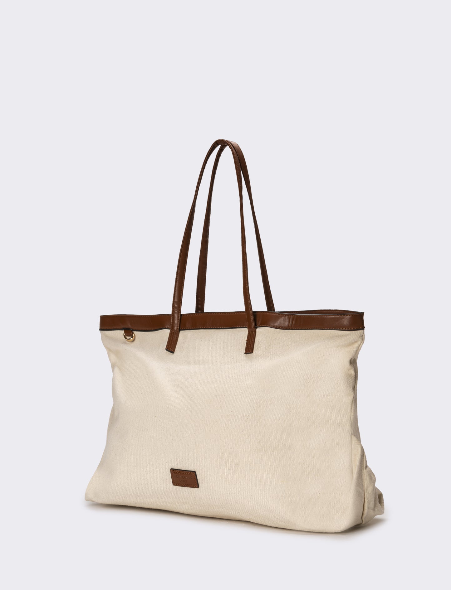 Borsone donna canvas con manici pvc - Bianco sporco