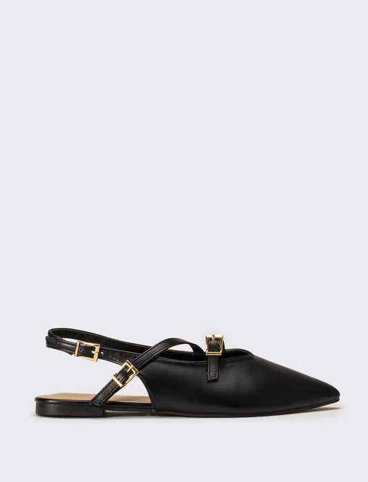 Slingback da donna multicinturini - Nero