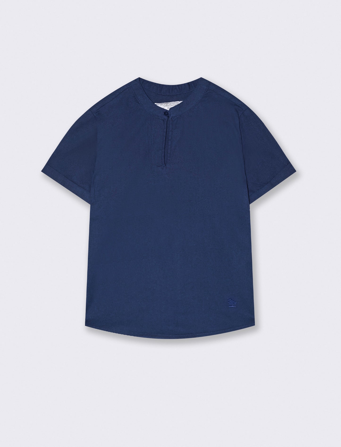 Camicia misto lino mezza manica da bambino - Blu