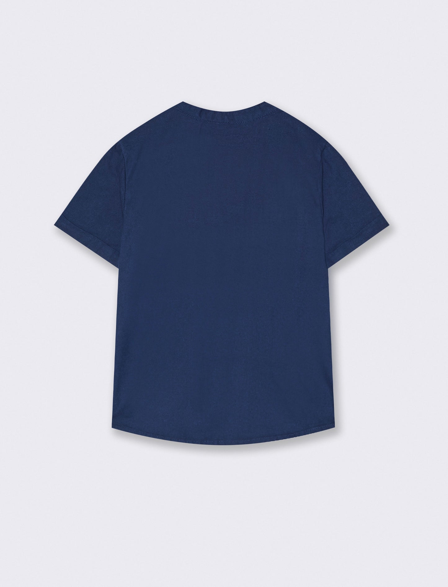 Camicia misto lino mezza manica da bambino - Blu