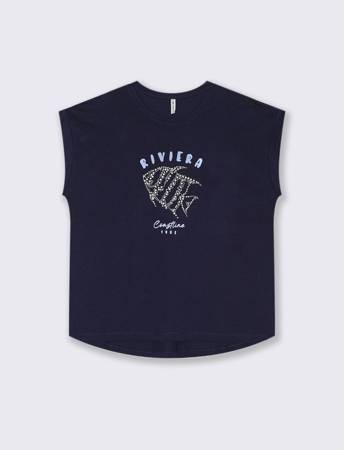 Woman's beaded print t-shirt for unique style - Blue