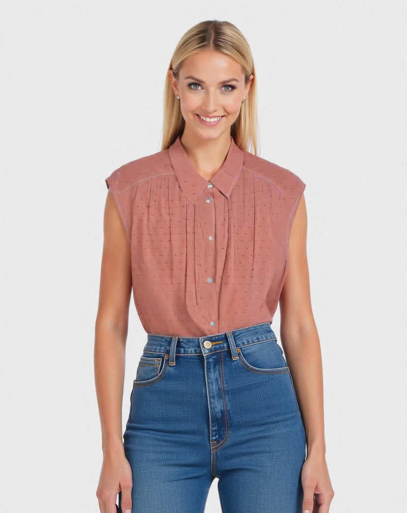 CAMICIA CON MANICHE AD ALETTA - Rosa polvere