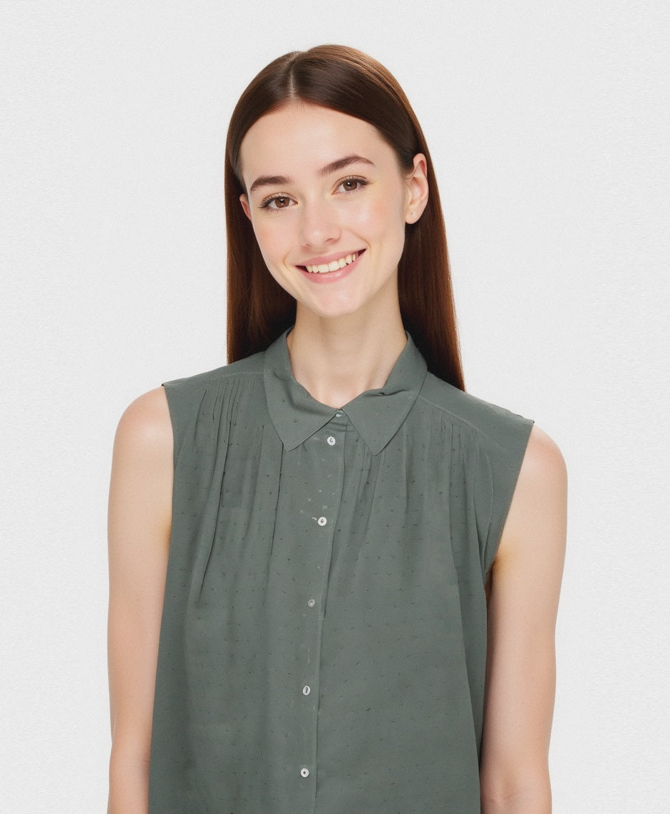 CAMICIA CON MANICHE AD ALETTA - Verde foresta