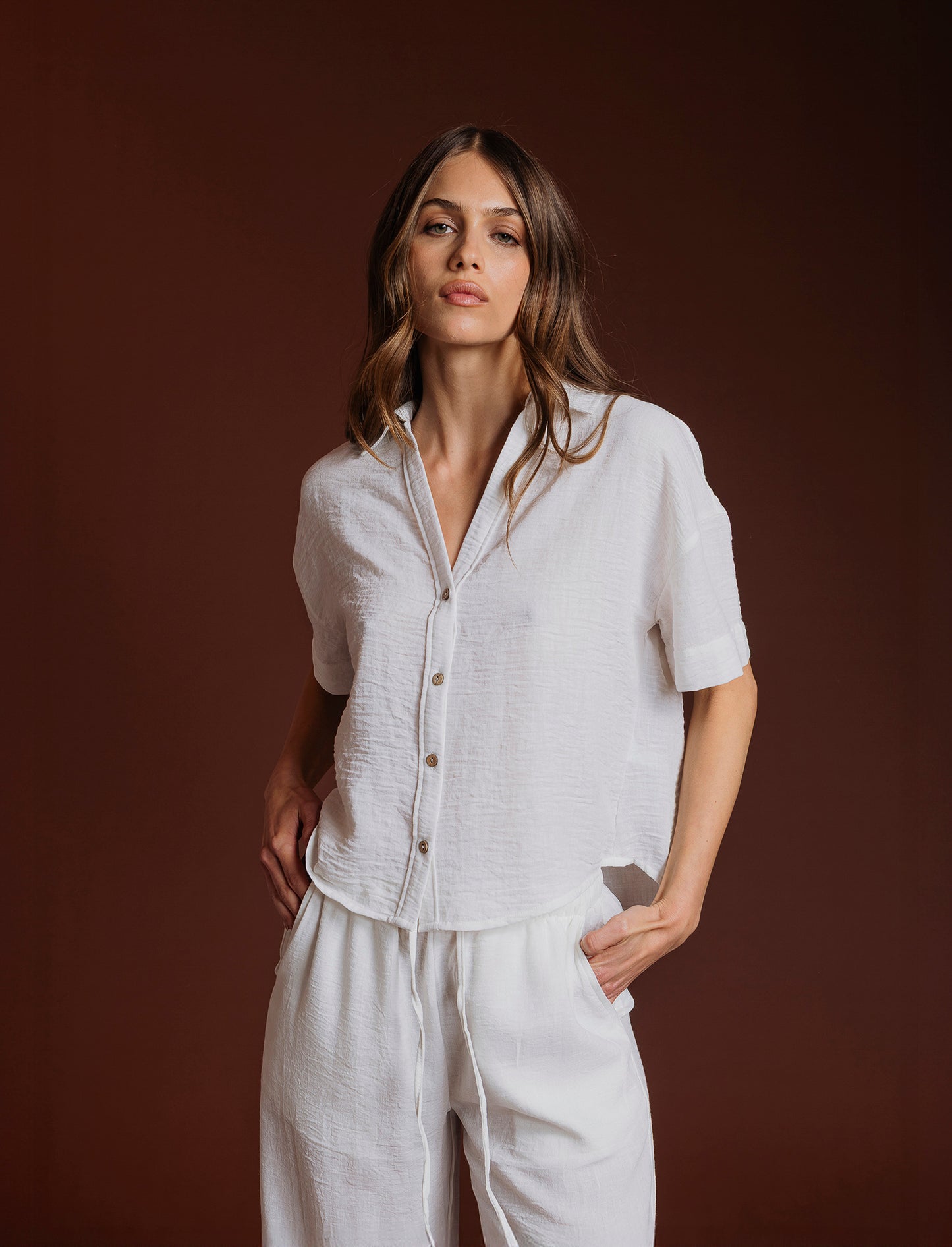 CAMICIA MANICA CORTA - Bianco latte
