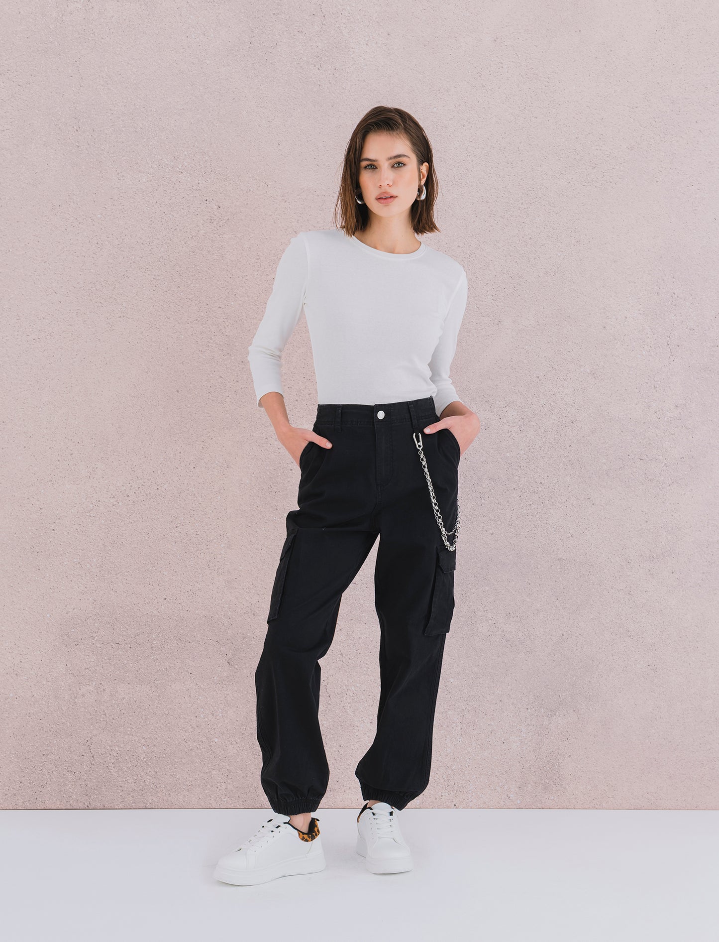 PANTALONE CARGO - Nero