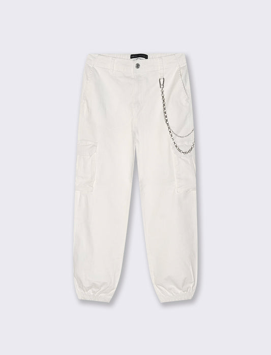 PANTALONE CARGO - Bianco latte