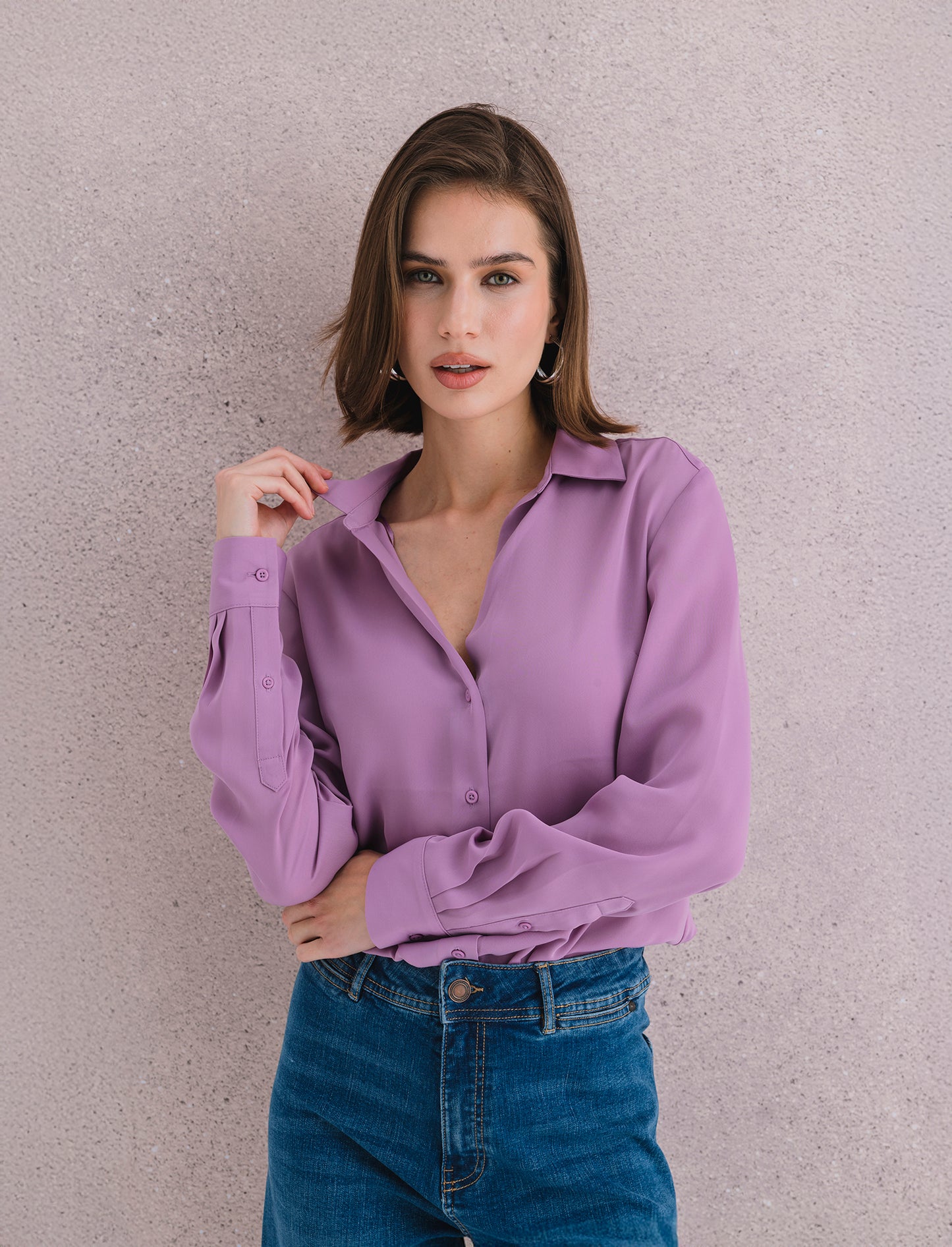CAMICIA BASICA - Viola malva