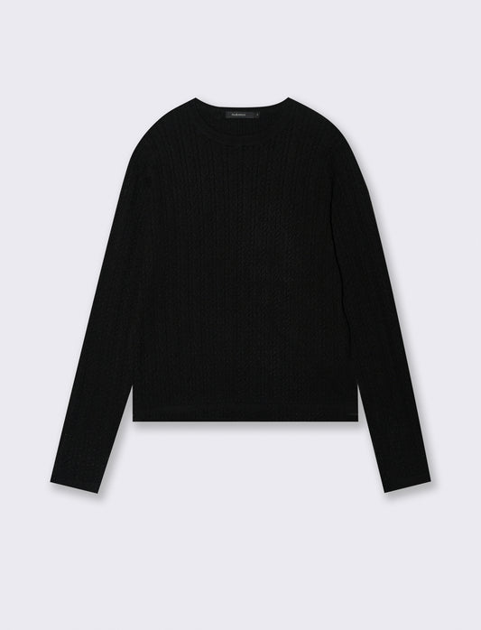 PULLOVER A TRECCE - Nero