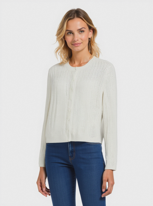 CARDIGAN A TRECCE - Avorio