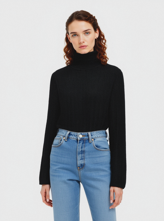 PULLOVER A TRECCE - Nero