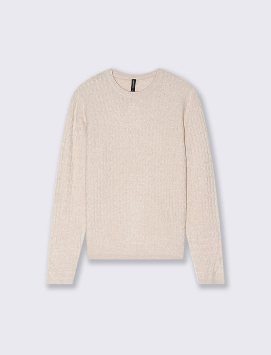 PULLOVER A TRECCE - Beige grano