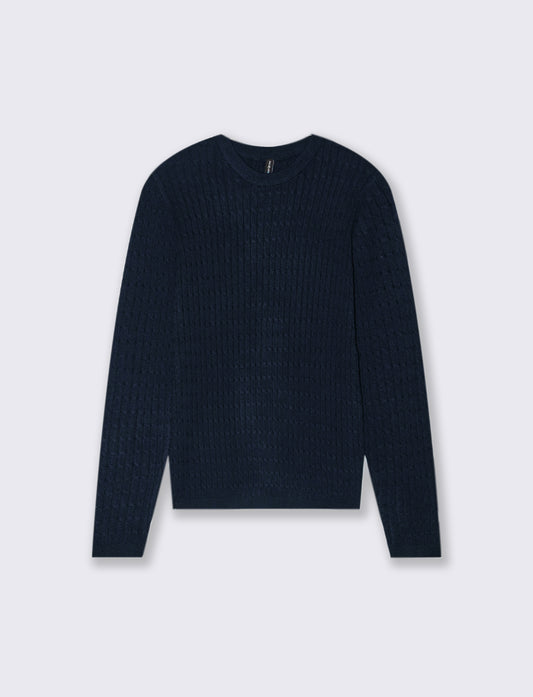PULLOVER A TRECCE - Blu