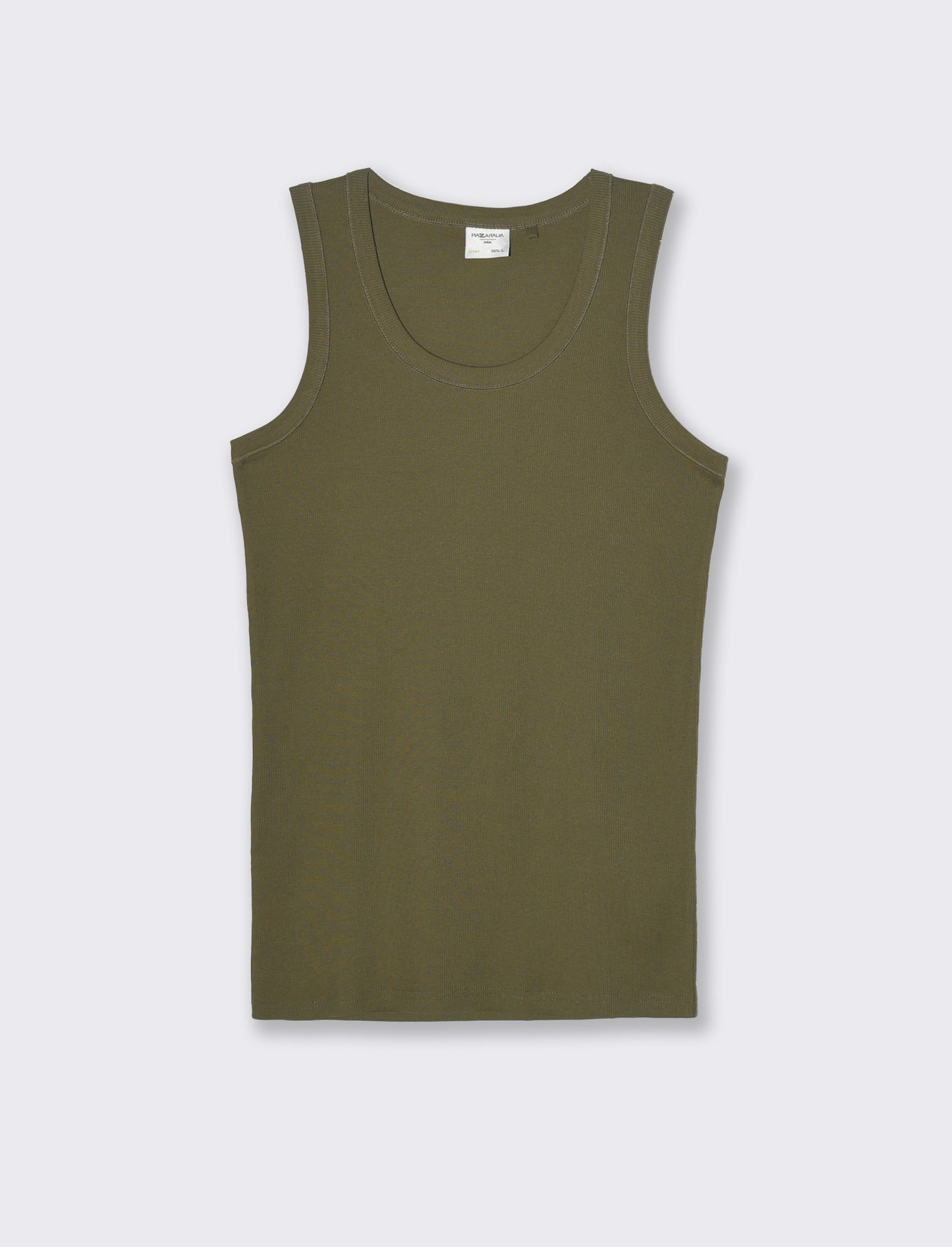 Canotta tessuto a coste da uomo - Verde militare
