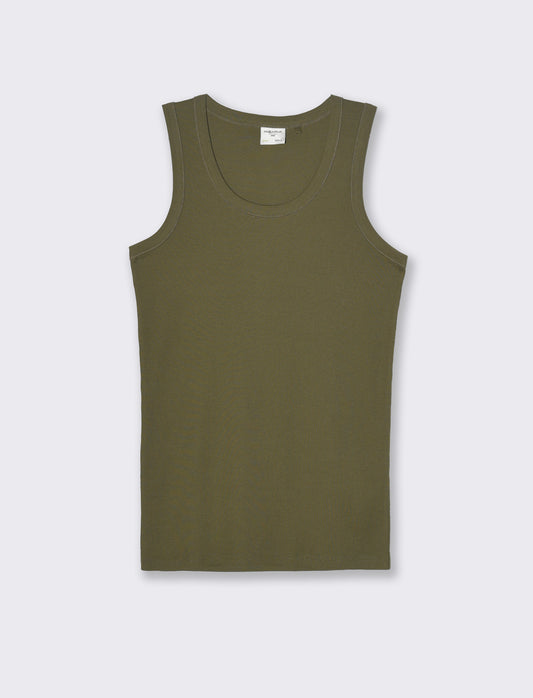 Canotta tessuto a coste da uomo - Verde militare