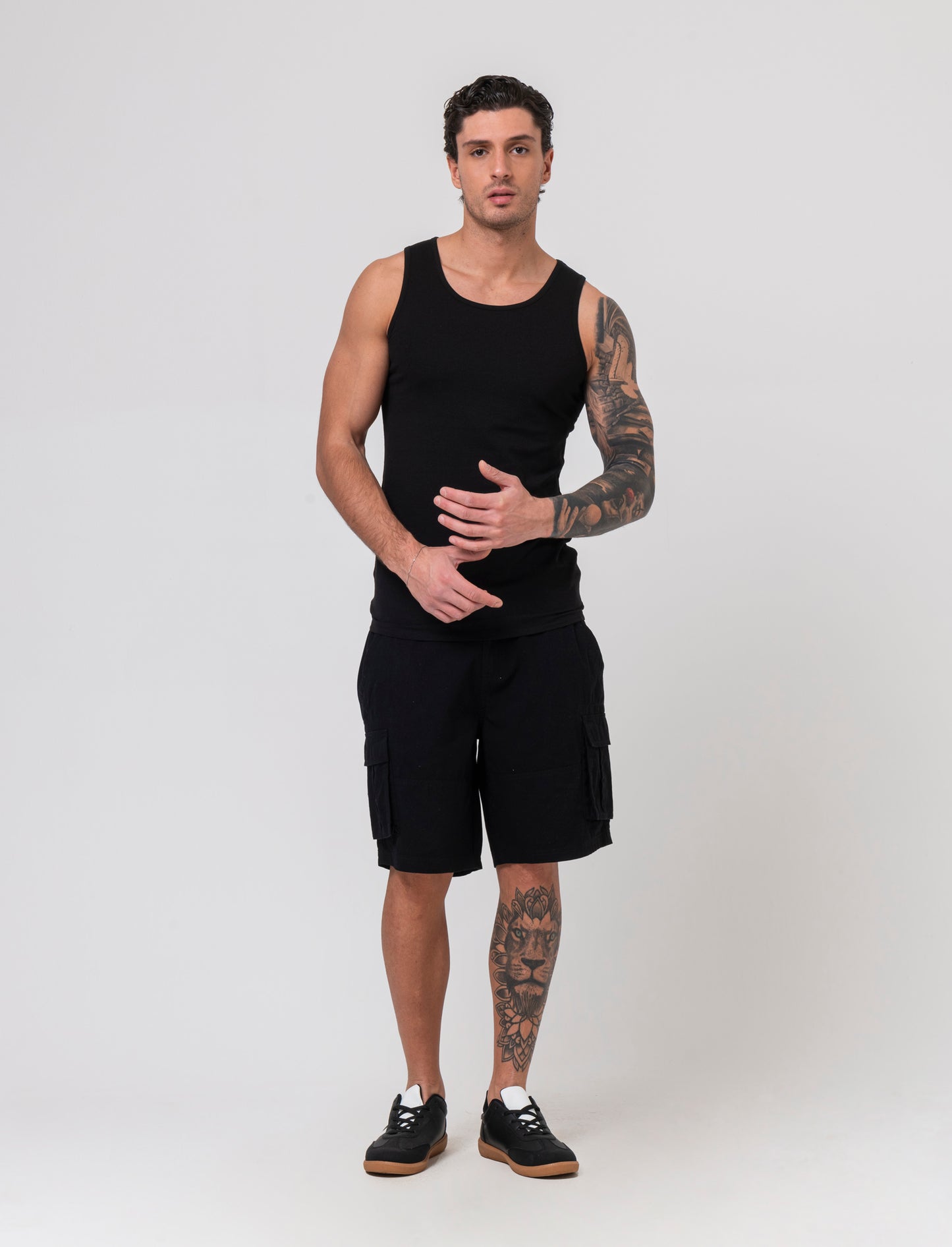 Canotta basic in cotone elasticizzato da uomo - Nero