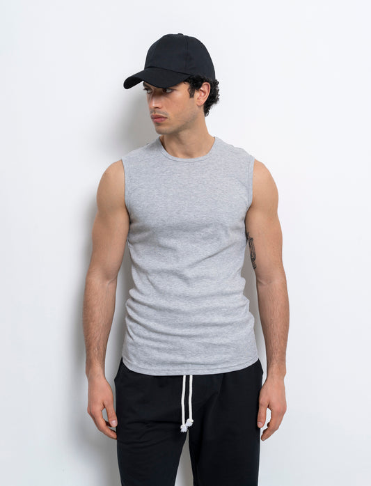 T-shirt senza maniche da uomo - Grigio mel.