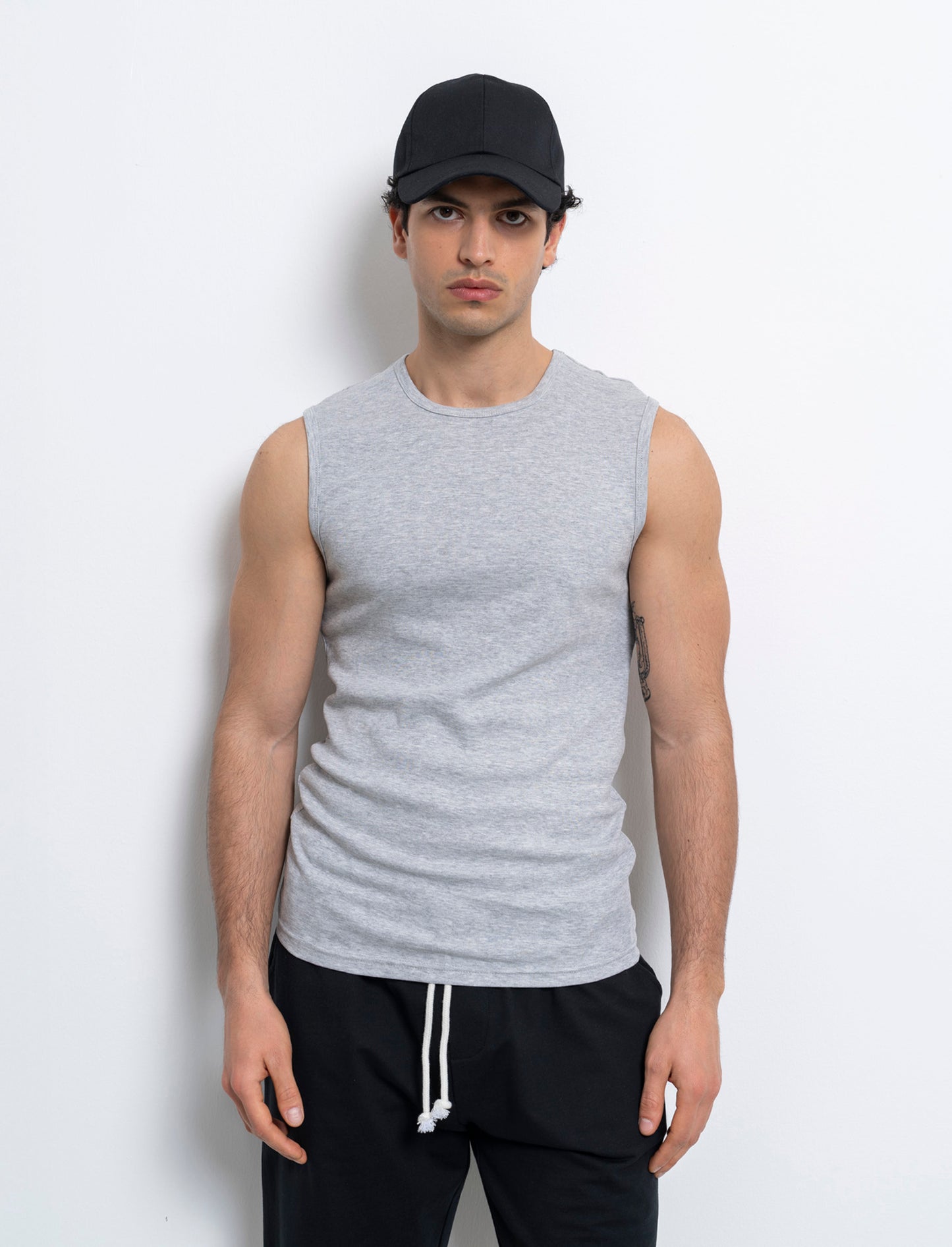 T-shirt senza maniche da uomo - Grigio mel.