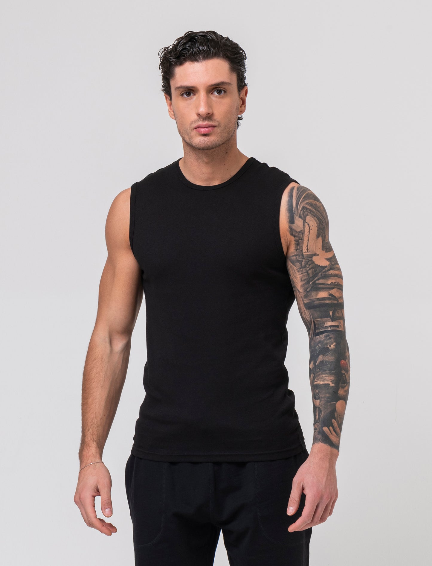T-shirt senza maniche da uomo - Nero