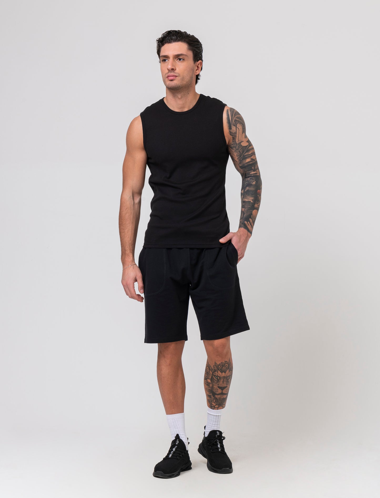 T-shirt senza maniche da uomo - Nero