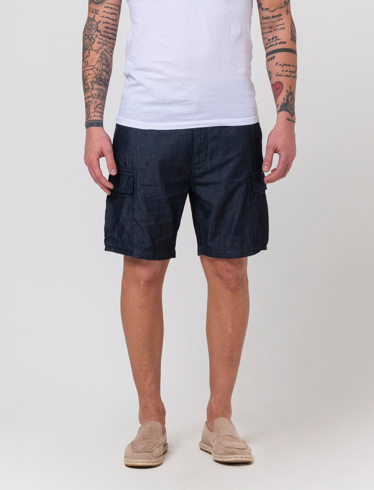 Bermuda leggero cargo fit da uomo - DENIM SCURO