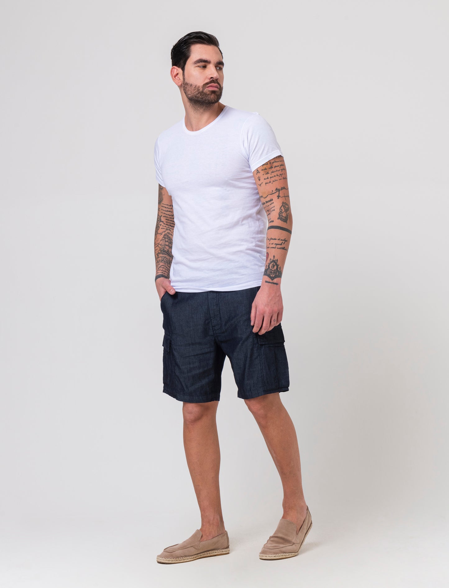 Bermuda leggero cargo fit da uomo - DENIM SCURO