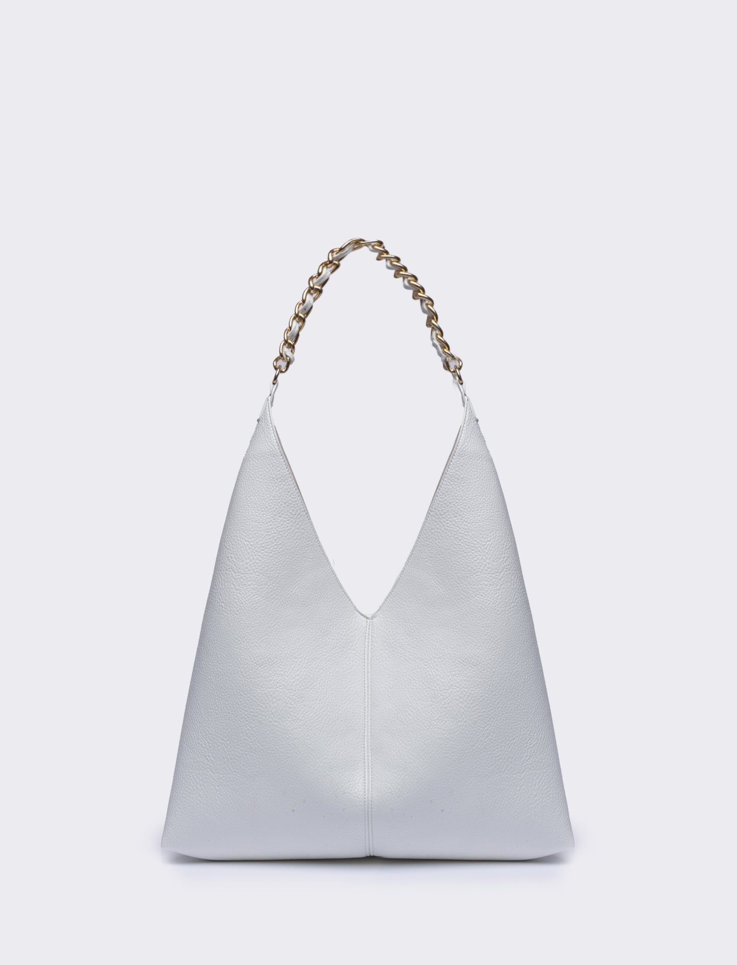 Borsa donna a sacca con catena - Bianco