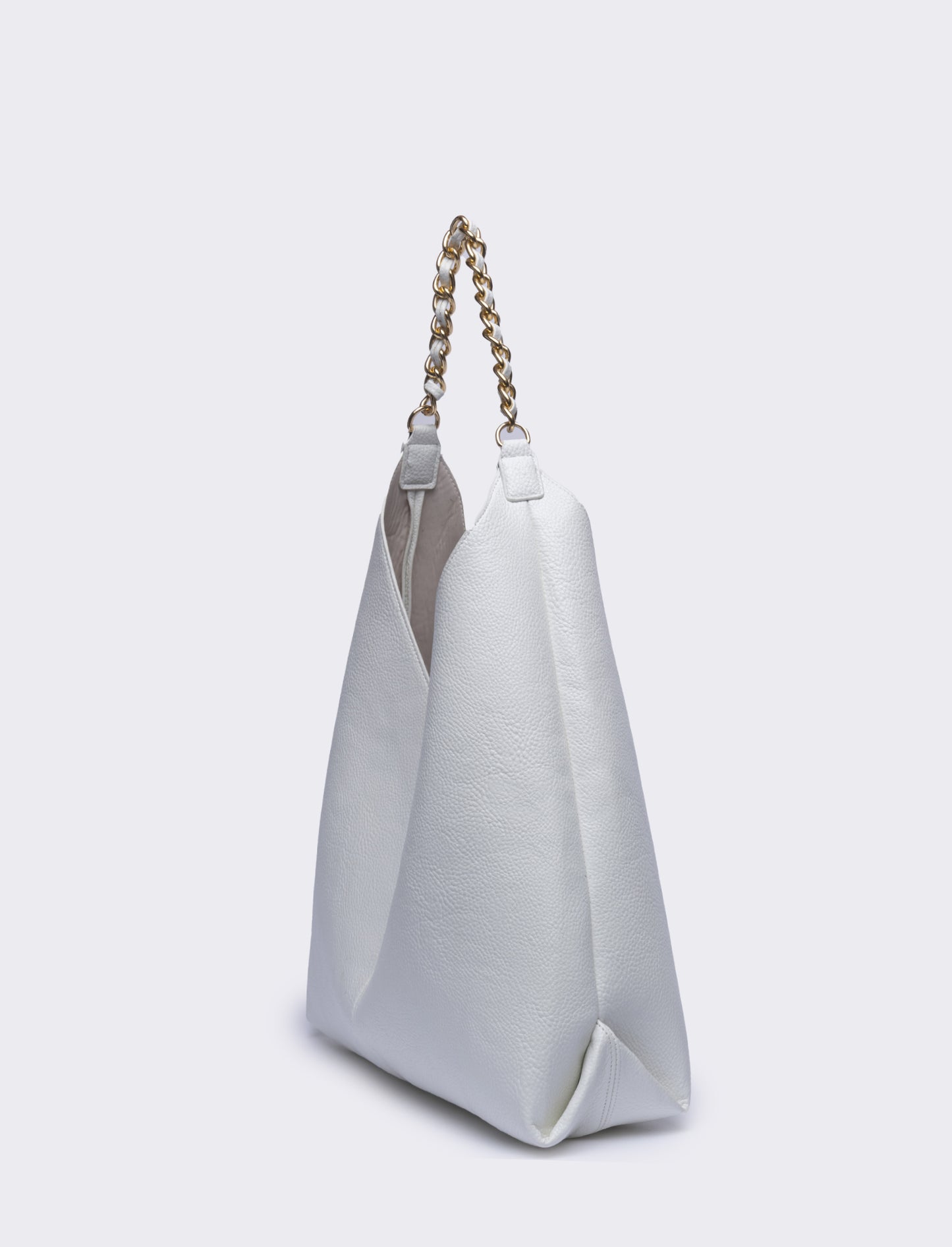 Borsa donna a sacca con catena - Bianco
