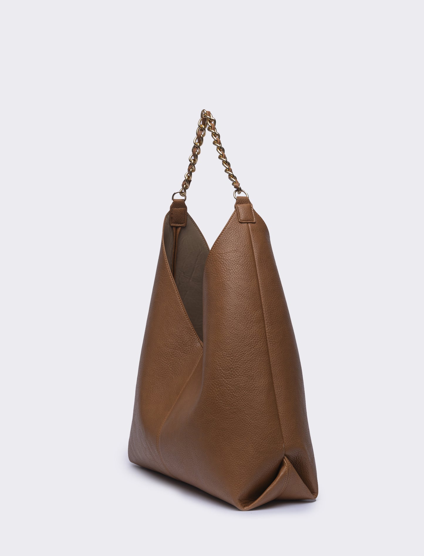 Borsa donna a sacca con catena - Cuoio