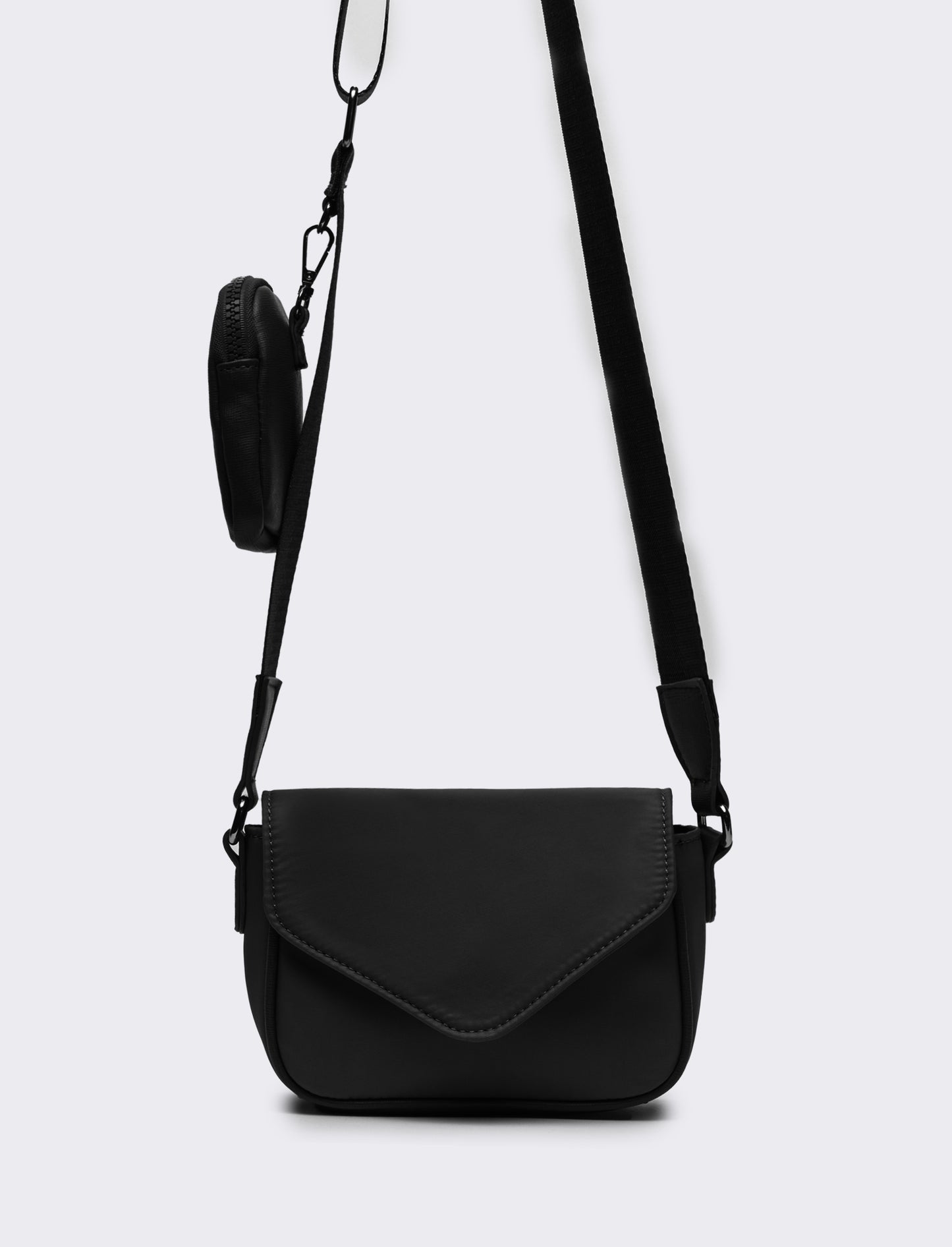 Borsetta donna tracolla in nylon con portamonete l17/h11/p6cm - Nero