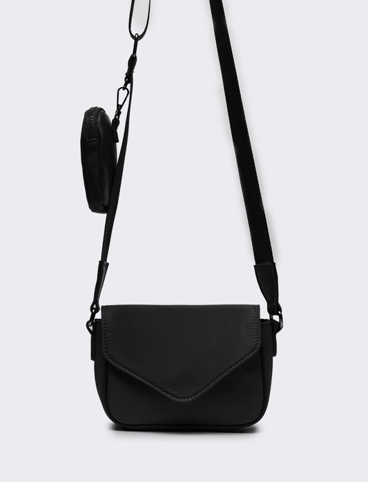 Borsetta donna tracolla in nylon con portamonete l17/h11/p6cm - Nero